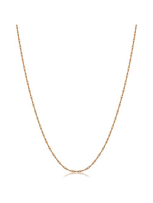 KoolJewelry 10k Yellow, White or Rose Gold Very Thin and Lightweight Rope Chain Necklace for Women (0.8 mm) - 14, 16, 18, 20 or 24 inch