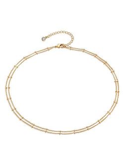 Gold Chain Choker Necklace,14K Gold Plated Dainty Cute Lip Chain Long Necklace Delicate Fashion Choker Necklace Jewelry Gift for Women