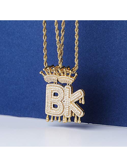 HECHUANG Gold Name Chain Necklace Personalized Initial Letter Necklace Women Men Gold Stainless Steel Rope Chain 