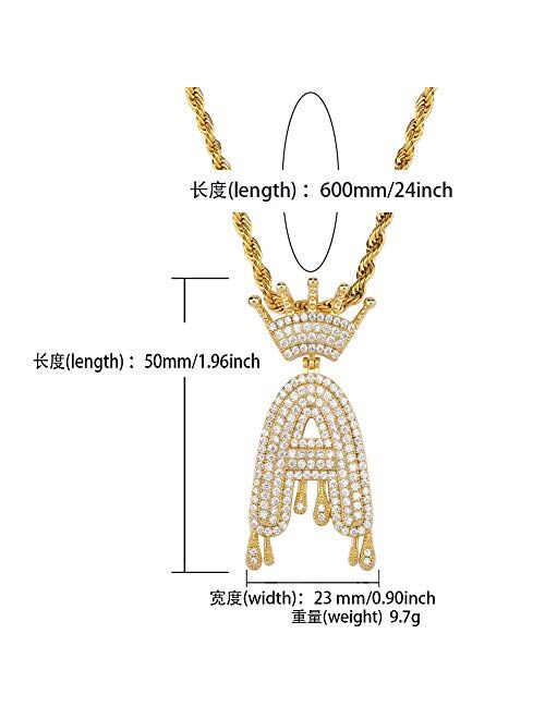 HECHUANG Initial Letter Pendant Necklace for Women Men Gold Name Necklace Gold Silver Stainless Steel Rope Chain