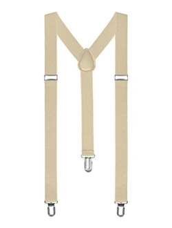Boolavard TM Braces/Suspenders One Size Fully Adjustable Y Shaped With Strong Clips