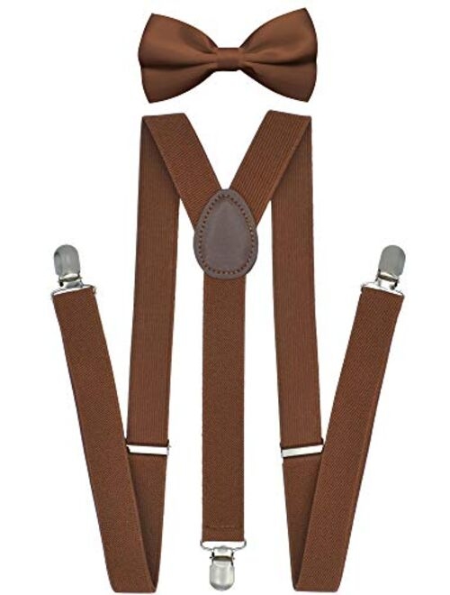 60 Colors New Mens Women Suspender Bow Tie Set Sets Combo Y-Shape Adjustable