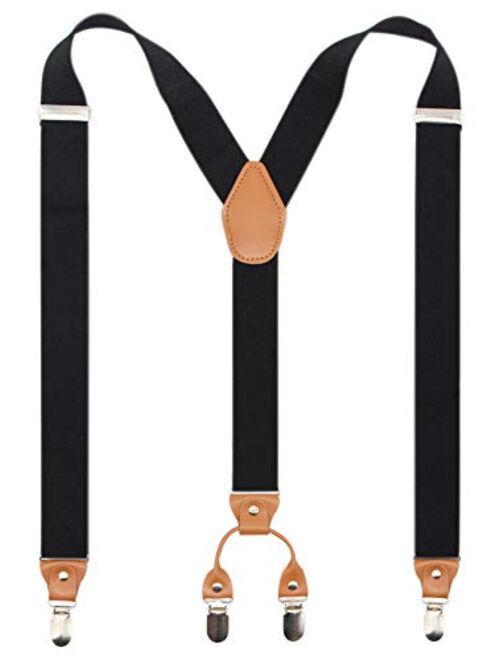 Mens Y-Back 4 Metal Clip Elastic Wide Suspenders Perfect For Both Casual&Formal