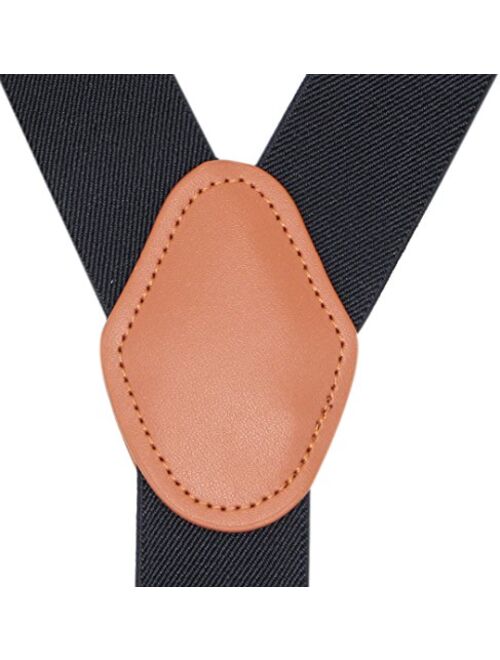 Bioterti Mens Y-Shaped Heavy Duty Suspenders 6 Metal Clips, Elastic Straps