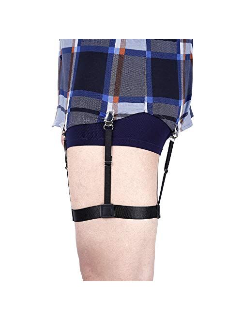 Men Shirt Stays Adjustable Elastic Shirt Garter Shirts Holder with Non-slip Locking Clamps for Police Military