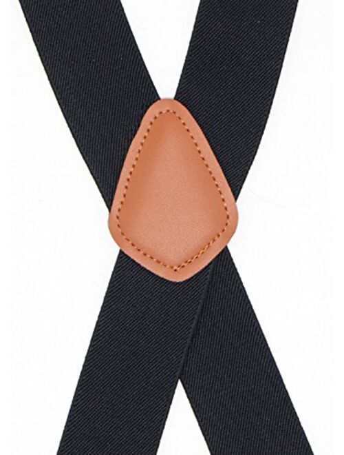 Bioterti Mens Heavy Duty X- Back Suspenders-Adjustable Size, Long & Elastic Braces