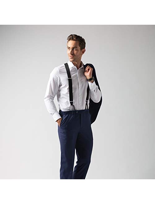 Mens Button End Suspenders 49 Inch Y-Back Adjustable Elastic Tuxedo Suspenders by Grade Code