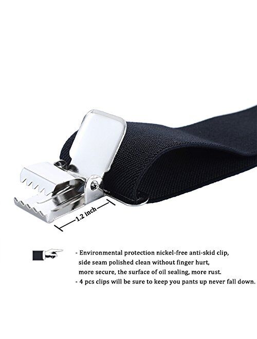 Men Utility Suspenders Adjustable Elastic - Heavy Duty 2 Inch Wide X Shape Strong Clip Suspender