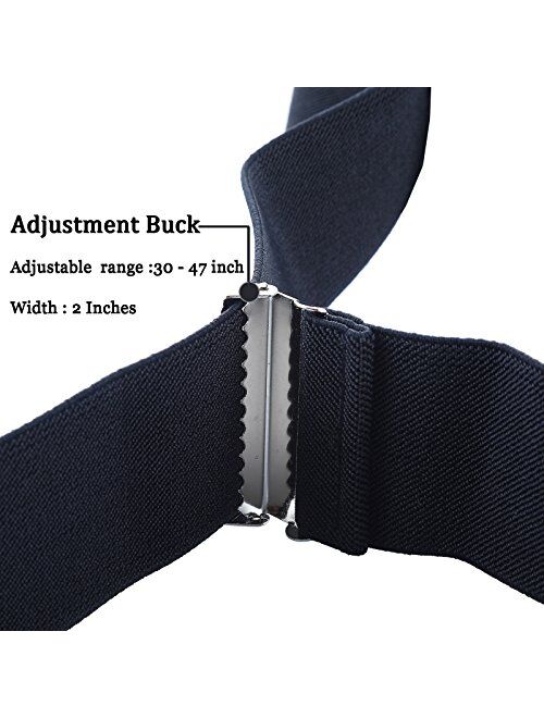 Men Utility Suspenders Adjustable Elastic - Heavy Duty 2 Inch Wide X Shape Strong Clip Suspender