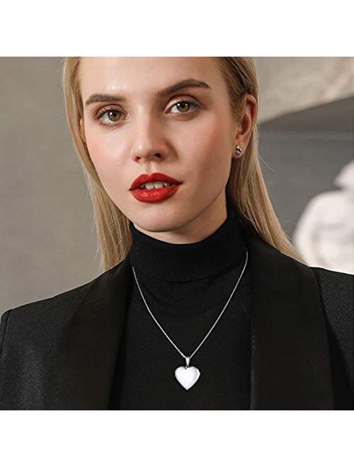 Women Girls Locket Necklace Platinum 18K Gold Photo Lockets that Hold Picture,Chain 20 Inch Personalized Gift Custom Love Heart Image Necklaces