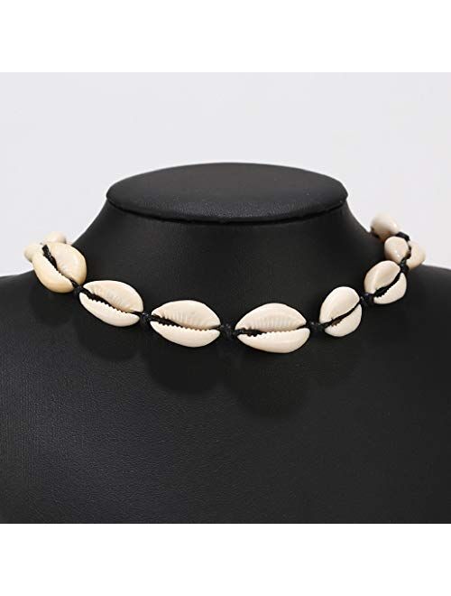 SXNK7 Natural Shell Necklace Choker for Women Girl Bead Pearl Handmade Hawaii Wakiki Beach Rope Jewelry