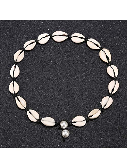 SXNK7 Natural Shell Necklace Choker for Women Girl Bead Pearl Handmade Hawaii Wakiki Beach Rope Jewelry