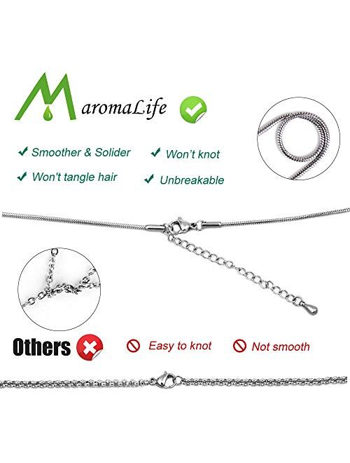Maromalife Diffuser Pendant Necklace Love Heart Pendant Lava Stone Diffuser Necklace Essential Oil Necklace for Women 24 Inches Chain with 7 Lava Stone