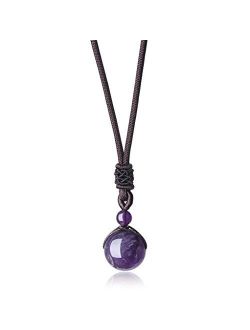 COAI Unisex Genuine Round Gemstone Beads Pendant Necklace