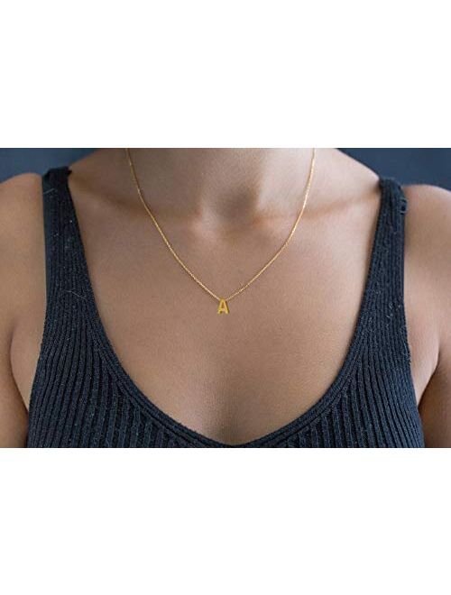 MOMOL Tiny Initial Necklace, 18K Gold Plated Stainless Steel Initial Necklace Dainty Personalized Letter Necklace Minimalist Delicate Small Monogram Name Necklace for Wom
