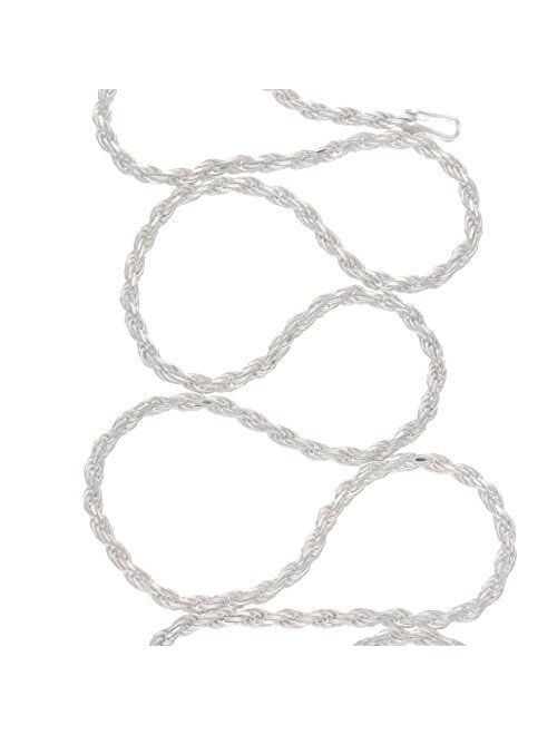 2mm Sterling Silver Diamond-Cut Rope Chain Necklace(Lengths 14",16",18",20",22",24",26",28",30",32",34",36")