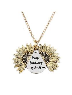Inspirational You are my sunshine Sunflower Necklace 2-Side Version for Personalized Gift with Box