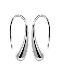 NABTYJC Fashion Classic Sterling Silver Thread Drop Earrings,Teardrop Back Earrings (White/1 Pair)