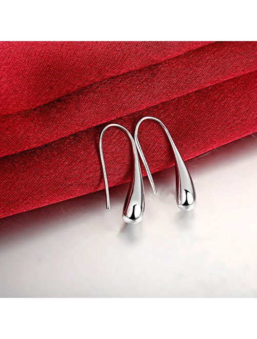 NABTYJC Fashion Classic Sterling Silver Thread Drop Earrings,Teardrop Back Earrings (White/1 Pair)