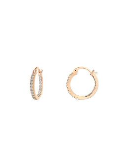 14K Gold Plated 925 Sterling Silver Post Cubic Zirconia Hoop Earrings 30/15mm