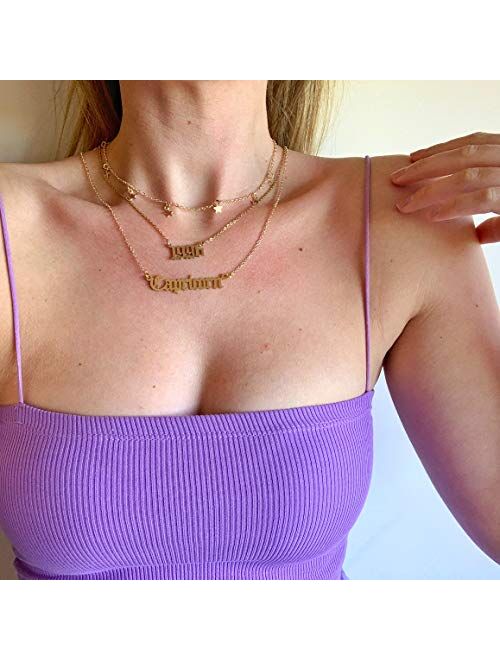 VLINRAS Birth Year Number Pendant Necklace for Women and Girls Birthday Gift Charm Friendship Jewelry 18k Gold Plated/Siver, 1980-2016