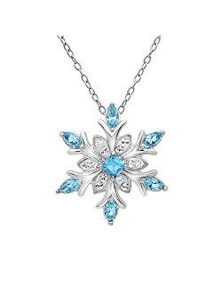 Snowflake Pendant-Necklace made with SWAROVSKI CRYSTALS in Sterling Silver on an 18in. Sterling Silver Chain