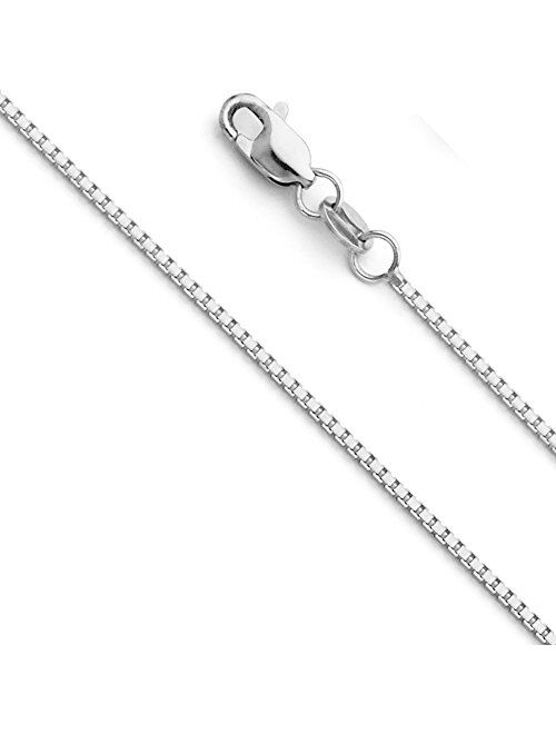 14k REAL Yellow OR White Gold Solid 1.1mm Box Link Chain Necklace with Lobster Claw Clasp