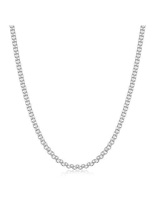 Amberta 925 Sterling Silver 2.2 mm Bismark Chain Necklace 16" 18" 20" 22" 24" in