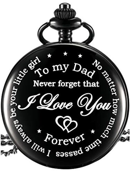 Dad Gift from Daughter to Father Engraved Pocket Watch - No Matter How Much Time Passes, I Will Always Be Your Little Girl