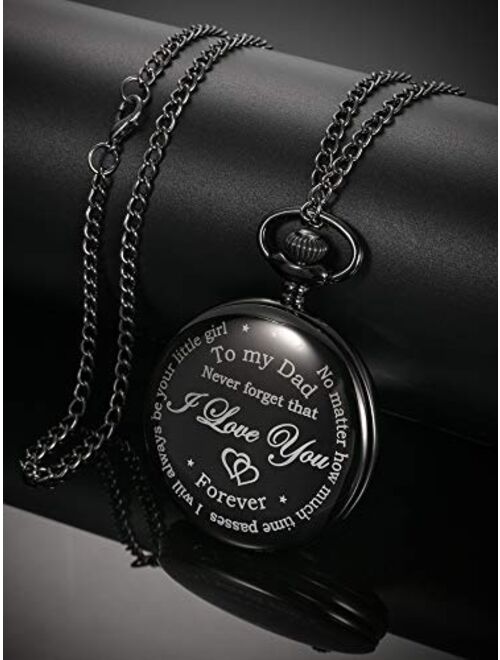 Dad Gift from Daughter to Father Engraved Pocket Watch - No Matter How Much Time Passes, I Will Always Be Your Little Girl