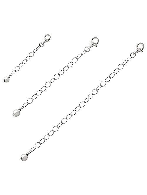 Sterling Silver Pendant Necklace Bracelet Anklet Chain Extenders for Necklace, 1" 2" and 4"