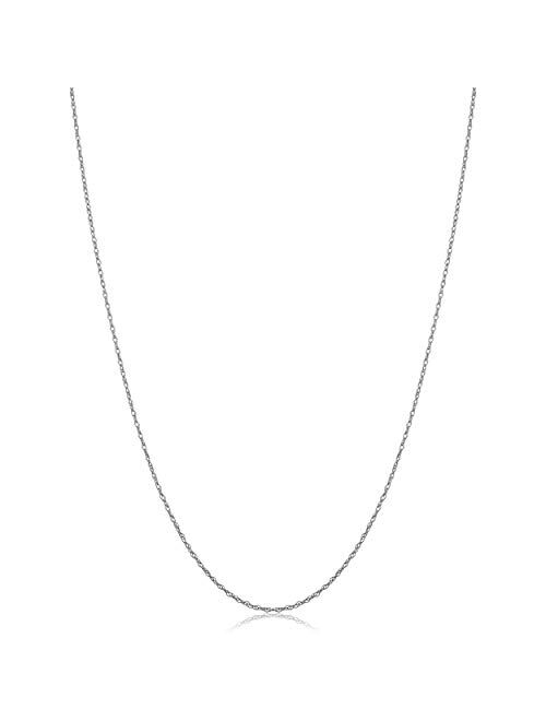 Kooljewelry Solid 14k White Gold Rope Chain Necklace (0.7 mm, 0.9 mm, 1 mm or 1.3 mm)
