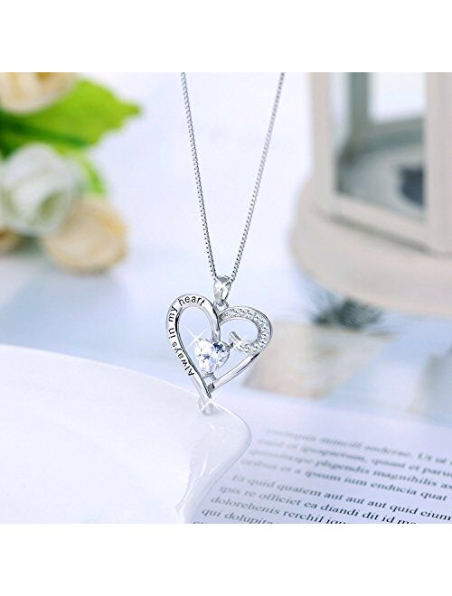 MUATOGIML 925 Sterling Silver Always My Daughter&Sister Forever My Friend Double Love Heart Pendant Necklace, Mother Daughter Bracelet Jewelry Gifts for Sister Women Coup