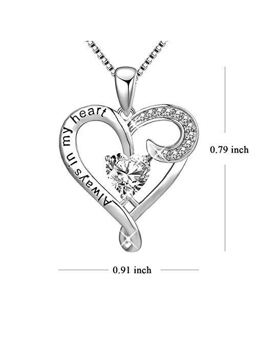MUATOGIML 925 Sterling Silver Always My Daughter&Sister Forever My Friend Double Love Heart Pendant Necklace, Mother Daughter Bracelet Jewelry Gifts for Sister Women Coup