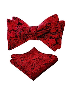 Alizeal Mens Paisley Jacquard Untied Bow Tie Pocket Square Set