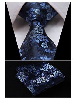 Floral Tie for Men Handkerchief Woven Classic Flower Men's Necktie & Pocket Square Set