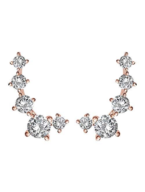 PAVOI 14K Gold Plated Cubic Zirconia Ear Crawler | Cuff Earrings | Hypoallergenic Stud Ear Climber Jackets