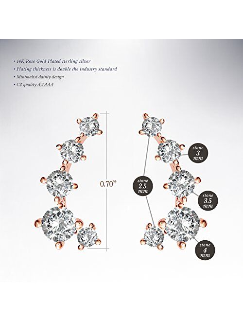 PAVOI 14K Gold Plated Cubic Zirconia Ear Crawler | Cuff Earrings | Hypoallergenic Stud Ear Climber Jackets