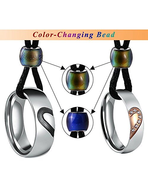 Aienid Couple Necklace Pendant,King Queen Tungsten Steel Pendant Necklace for Wedding