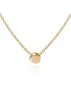 S.Leaf Sterling Silver Tiny Dot Necklace Round Circle Necklace for Women