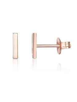 14K Gold Plated 925 Sterling Silver Dainty Mini Bar, Heart and Star Stud Earrings