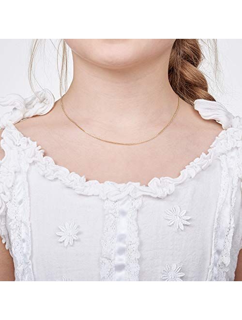 Amberta Children 925 Sterling Silver Chain Necklace (14 inch - 4 to 12 Years Old)