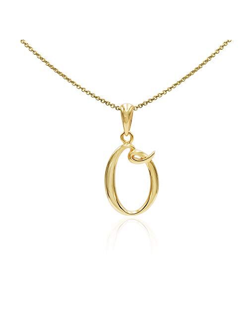 Sea of Ice Sterling Silver Initial Alphabet Letters Pendant Necklace from A-Z, 18 inch