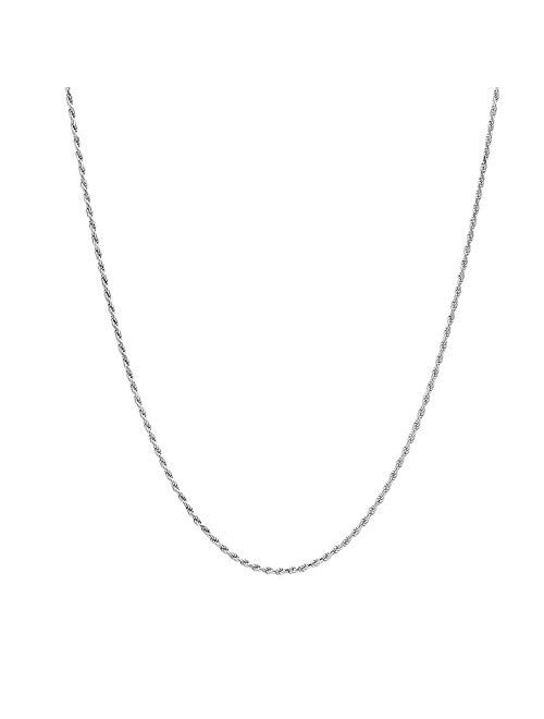 Verona Jewelers 925 Sterling Silver Diamond-Cut Rope Chain Solid Link Necklace 2MM 2.5MM 3MM- Braided Twist Necklace, Men Women Boys Girls, Jewelry Accessories Made in It