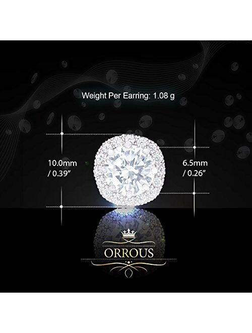 ORROUS & CO 18K Gold Plated CZ Simulated Diamond Stud Earrings for Women, Hypoallergenic, 1.9 Carat