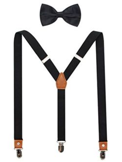 Suspenders And Pre-Tied Bowtie Set For Boys And Men By JAIFEI, Casual And Formal
