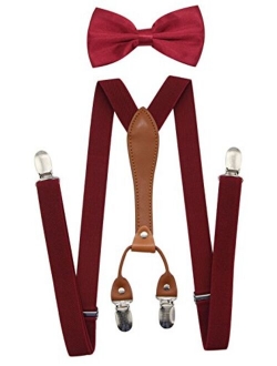 JAIFEI Suspenders & Bowtie Set- Men's Elastic X Band Suspenders + Bowtie For Wedding, Formal Events