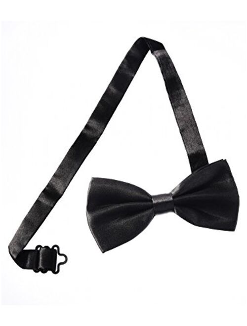 Men's Pre-Tied Bow Ties Tux Bowtie Adjustable Formal Neck Bowtie for Parties (Black, 1 Piece)