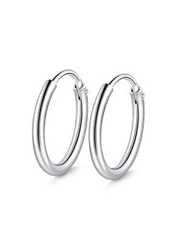 T400 925 Sterling Silver Hoop Earrings Large and Small Thin Lightweight Hoops Birthday Gift for Women 15 20 25 35 40 45 50 55 60 65 70 75 mm