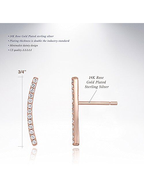 PAVOI 14K Gold Plated Sterling Silver Ear Crawler - Cuff Earrings - Climber Jackets - Stud Earrings for Women